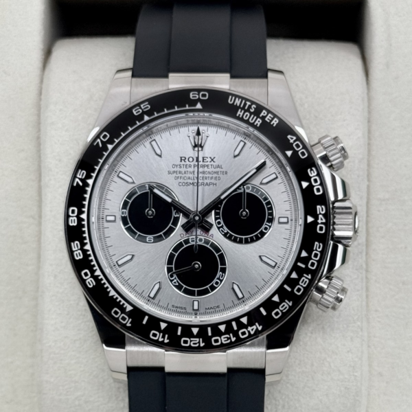 2025 Rolex Daytona 40mm 126519LN White Gold Oysterflex Silver Ghost Dial