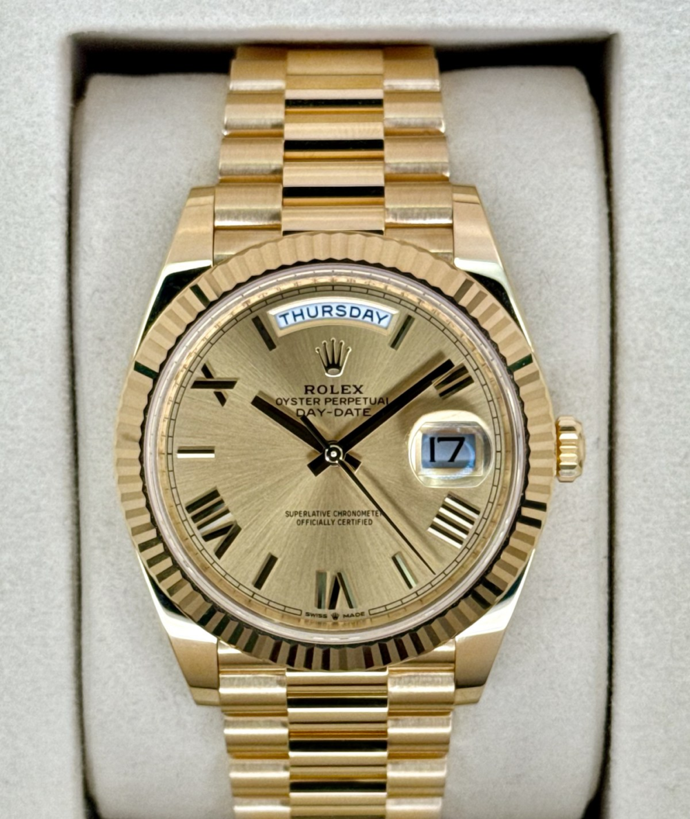 2025 Rolex Day-Date 40mm 228238 Presidential Champagne Roman Numeral Dial