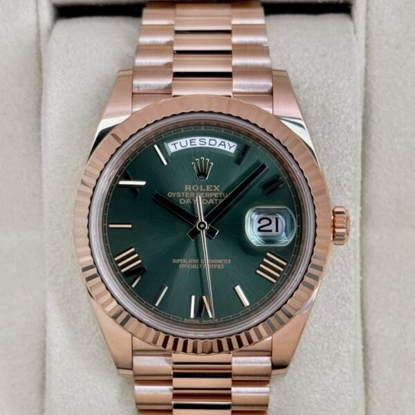 2017 Rolex Day-Date 40mm 228235 Presidential Rose Gold Olive Green Dial