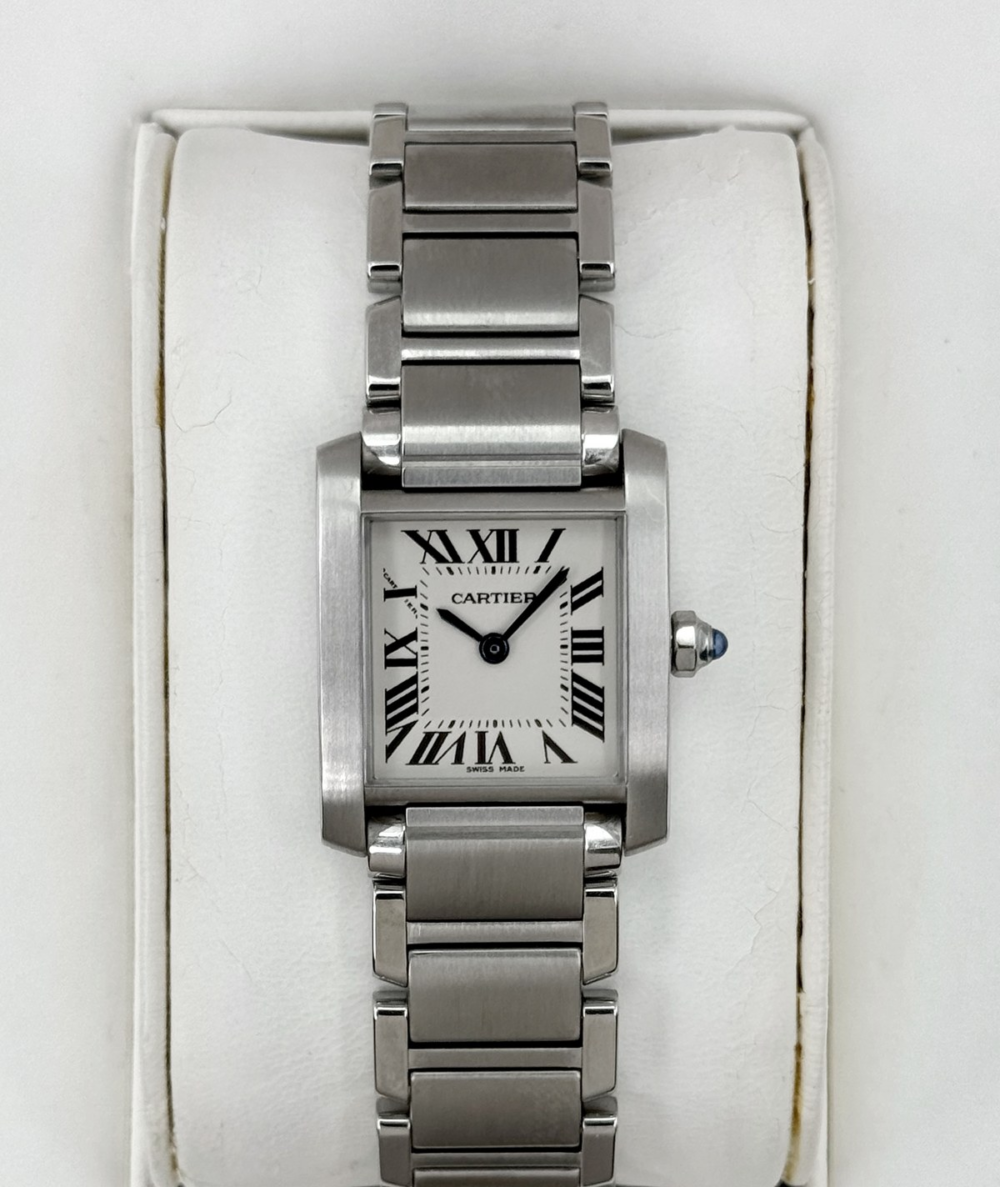 2001 Cartier Tank Francaise 20mm W51008Q3 Stainless Steel White Dial