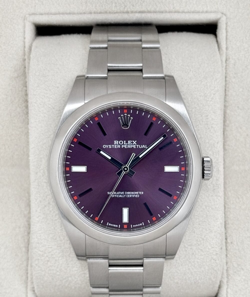 2018 Rolex Oyster Perpetual 39mm 114300 Stainless Steel Purple Dial (CPO)
