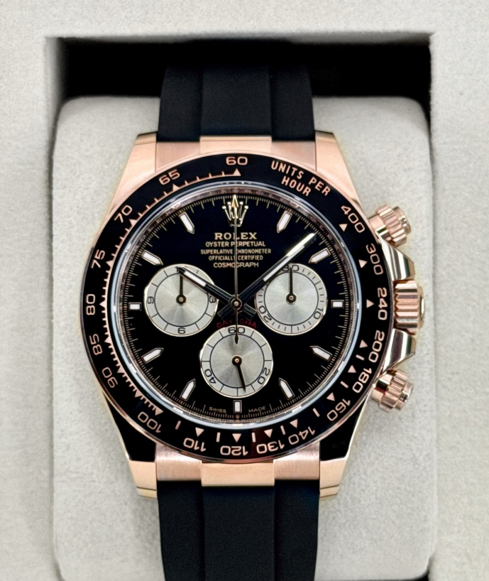 NEW 2026 Rolex Daytona 40mm 126515LN Rose Gold Oysterflex Black Dial