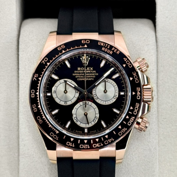 NEW 2026 Rolex Daytona 40mm 126515LN Rose Gold Oysterflex Black Dial