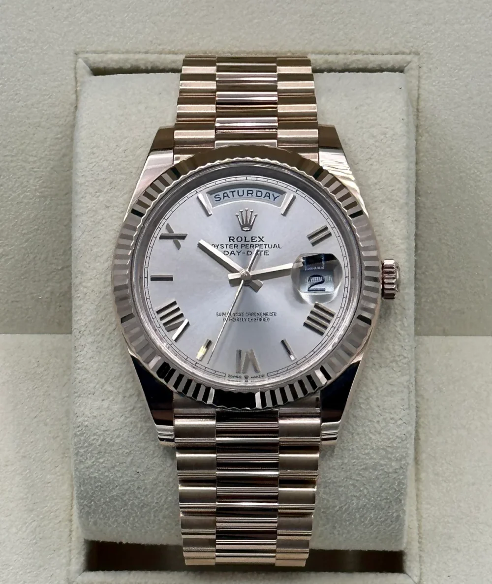 2021 Rolex Day-Date 40mm 228235 Presidential Rose Gold Sundust Dial