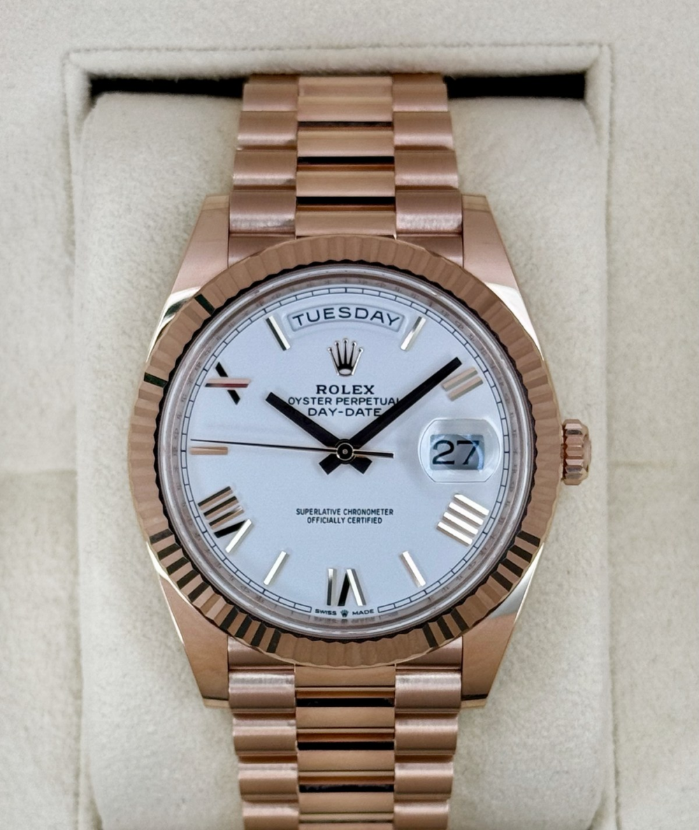 2024 Rolex Day-Date 228235 Presidential Rose Gold White Dial