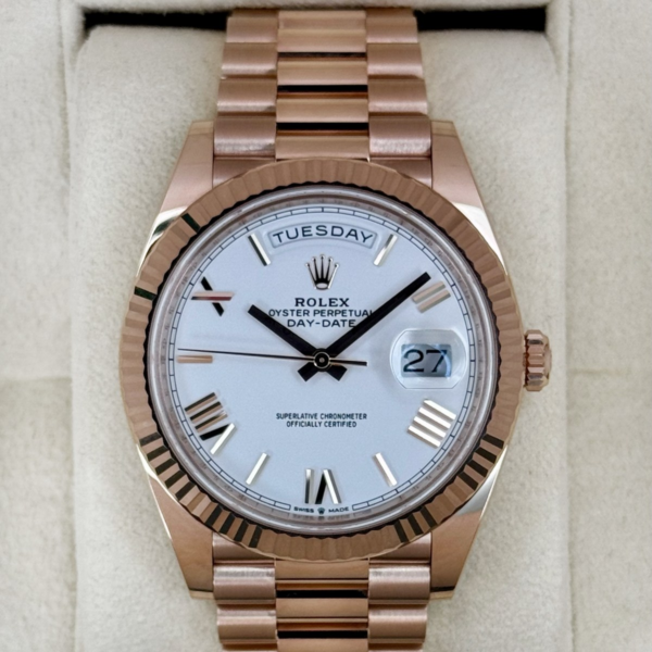 2024 Rolex Day-Date 228235 Presidential Rose Gold White Dial