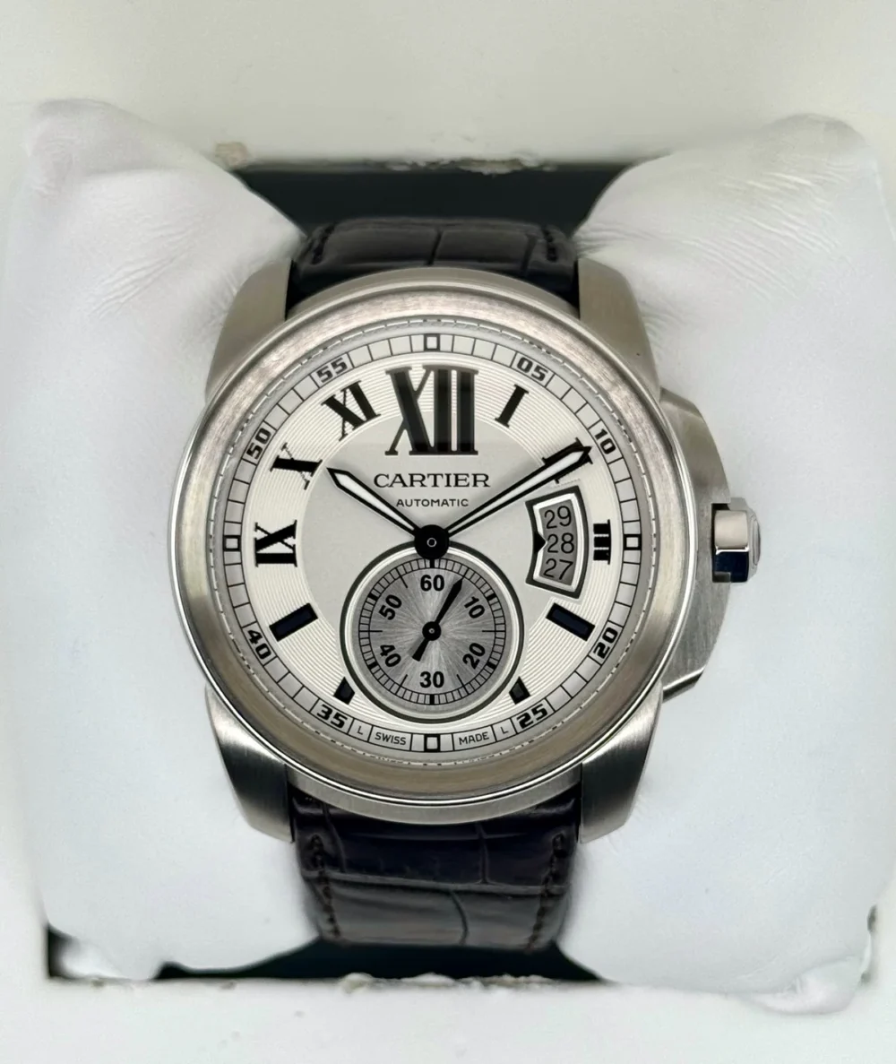 2013 Cartier Calibre De Cartier 42mm W7100037 Stainless Steel Silver Dial