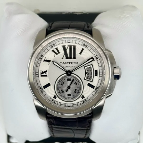 2013 Cartier Calibre De Cartier 42mm W7100037 Stainless Steel Silver Dial