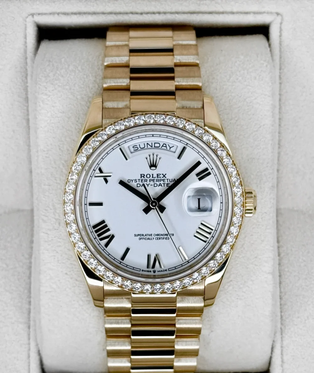2024 Rolex Day-Date 36mm 128348RBR Presidential Yellow Gold White Dial