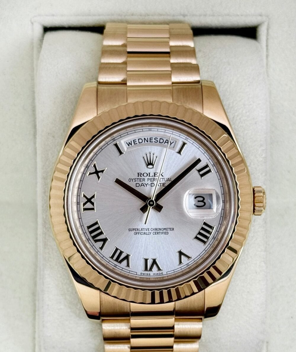 2012 Rolex Day-Date II 41mm 218238 Presidential Yellow Gold Silver Dial