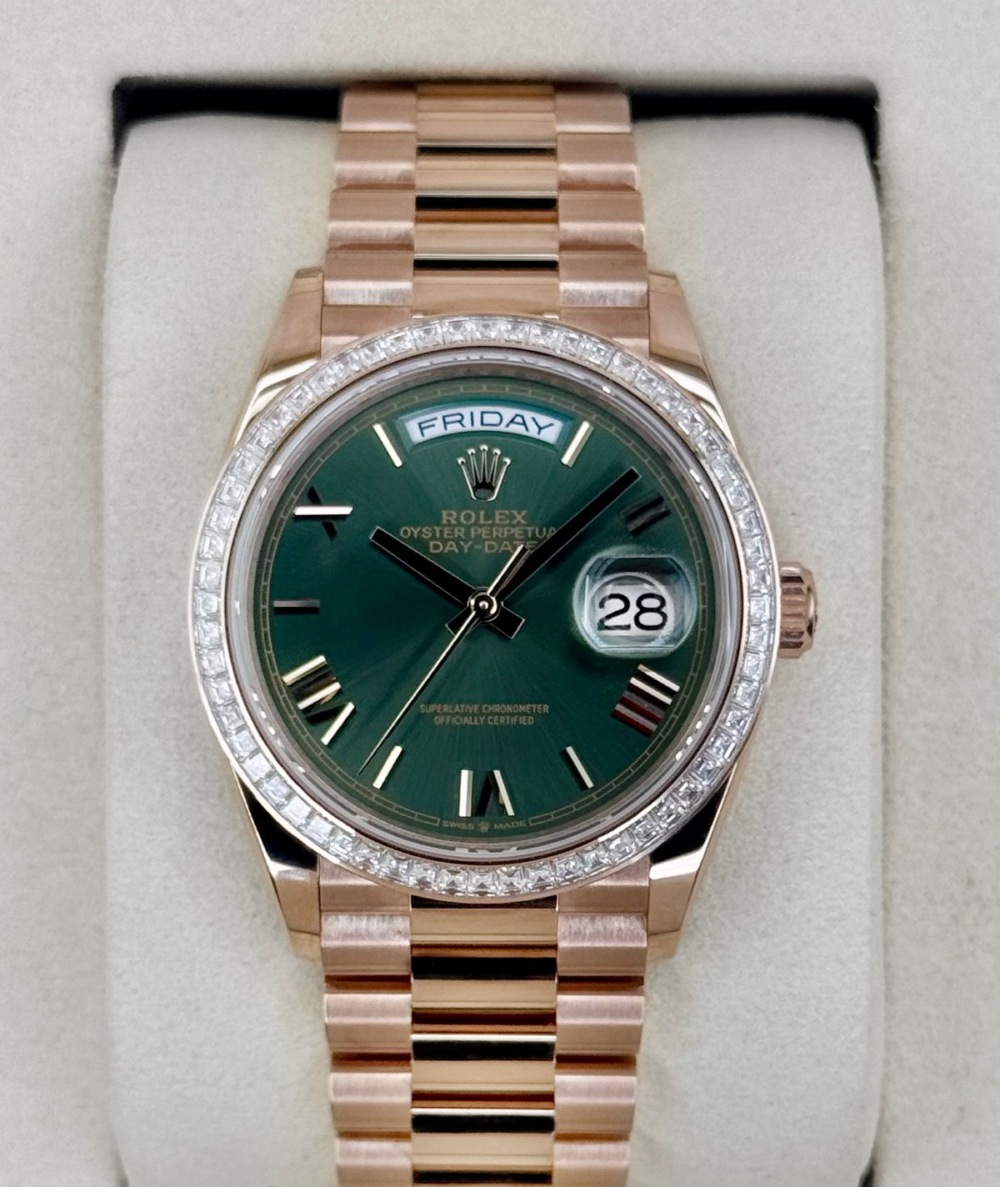 NEW 2026 Rolex Day-Date 36mm 128395TBR Presidential Rose Gold Olive Dial