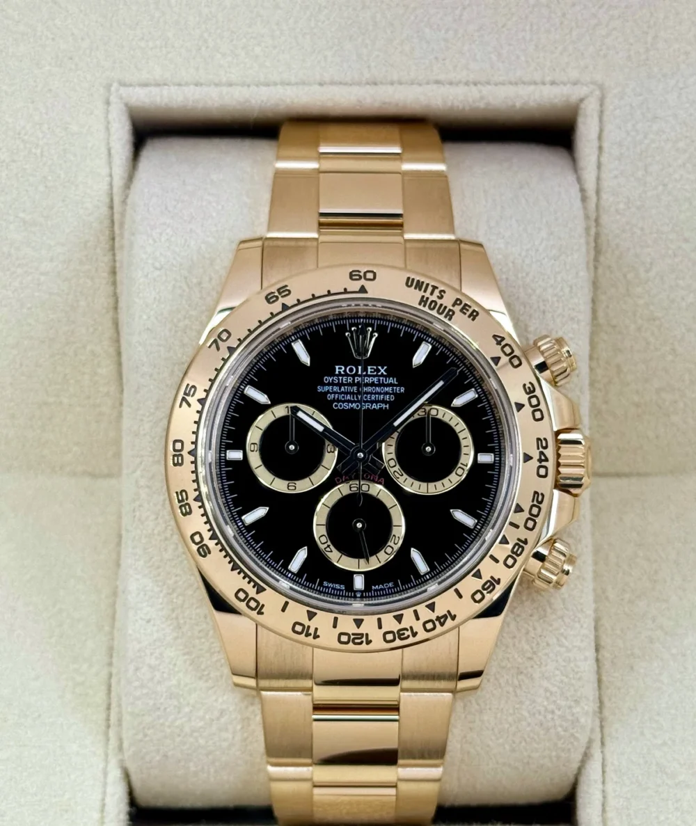2025 Rolex Daytona 40mm 126508 18kt Yellow Gold Black Dial