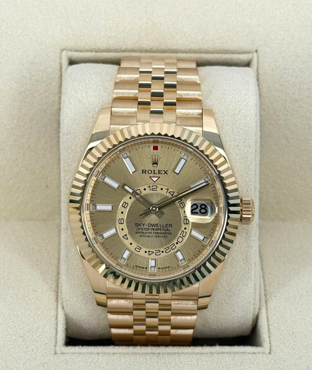 NEW 2025 Rolex Sky-Dweller 42mm 336938 Yellow Gold Jubilee Champagne Dial