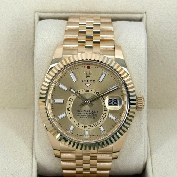 NEW 2025 Rolex Sky-Dweller 42mm 336938 Yellow Gold Jubilee Champagne Dial