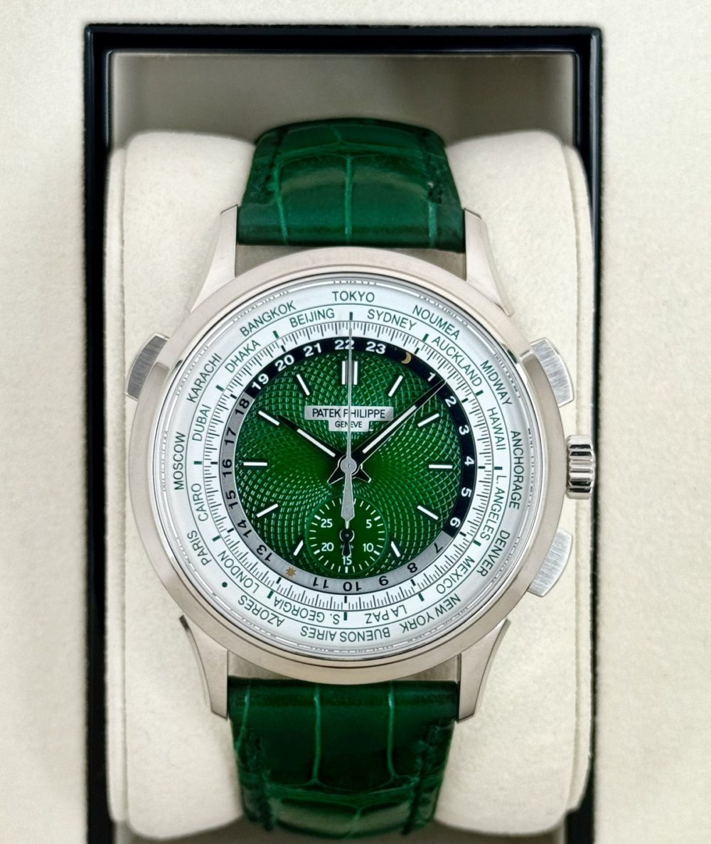 2025 Patek Philippe 5930P World Time Flyback Chronograph Platinum Green Dial