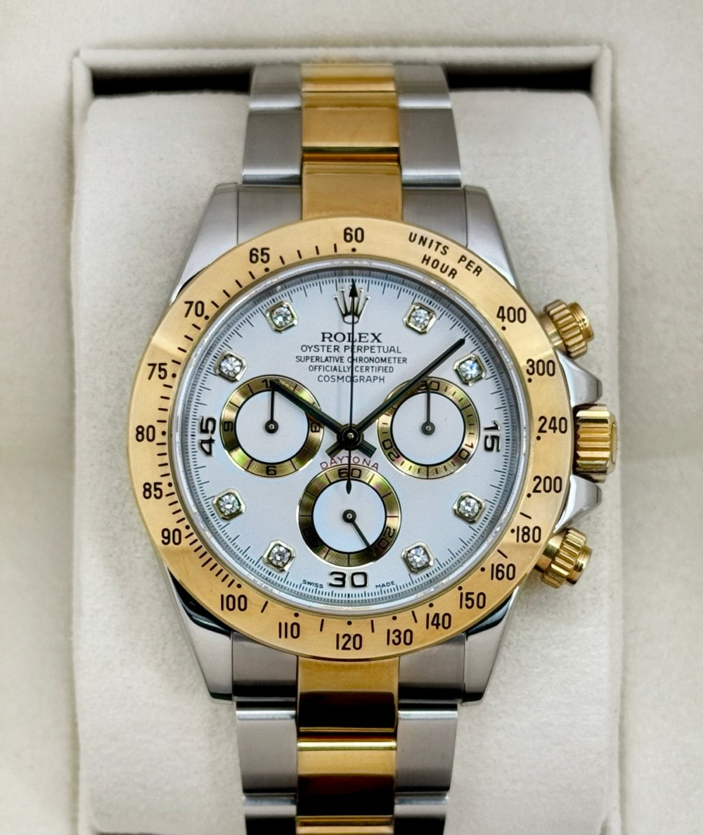 2005 Rolex Daytona 40mm 116523 Two-Tone White Diamond Dial (Collectors Set)