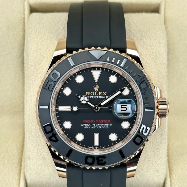NEW 2023 Rolex Yacht-Master 40mm 126655 Rose Gold Oysterflex Black Dial