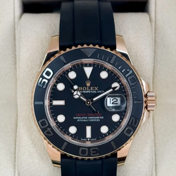 2023 Rolex Yacht-Master 40mm 126655 Rose Gold Oysterflex Black Dial (STICKERED)