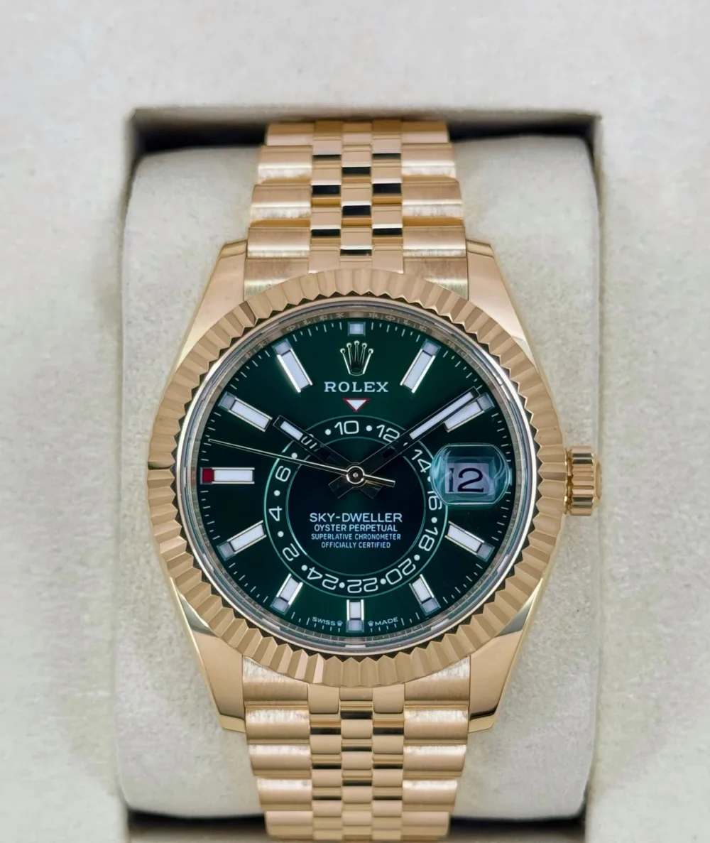NEW 2025 Rolex Sky-Dweller 42mm 336938 Yellow Gold Jubilee Green Dial