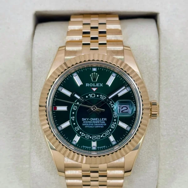 NEW 2025 Rolex Sky-Dweller 42mm 336938 Yellow Gold Jubilee Green Dial