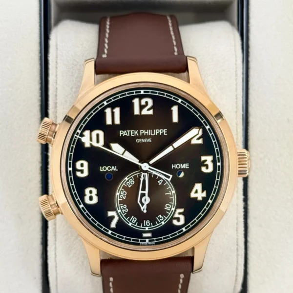 2021 Patek Philippe Calatrava Pilot Time Travel 42mm 5524R Rose Gold Brown Dial