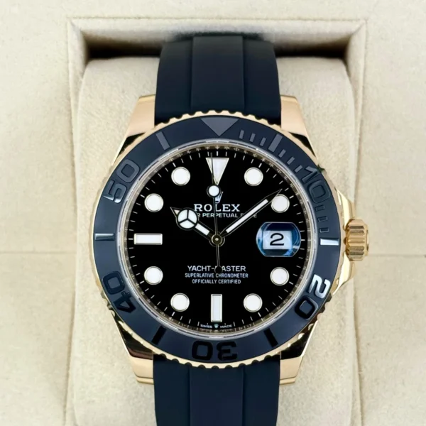 2022 Rolex Yacht-Master 42mm 226658 Gold Oysterflex Black Dial