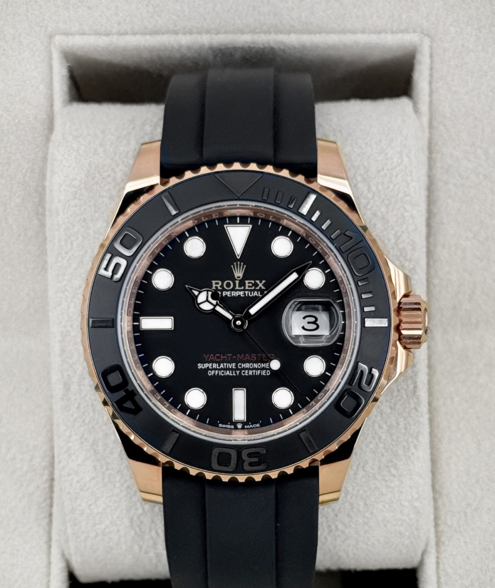 NEW 2024 Rolex Yacht-Master 40mm 126655 Rose Gold Oysterflex Black Dial