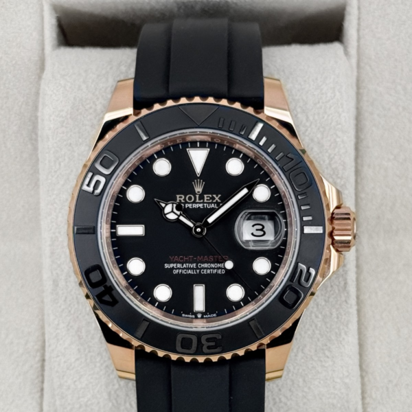 NEW 2024 Rolex Yacht-Master 40mm 126655 Rose Gold Oysterflex Black Dial