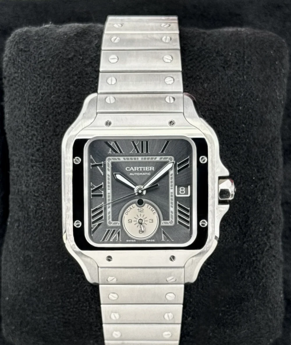 2024 Cartier Santos Dual Time 40.2mm WSSA0076 Stainless Steel Gray Dial