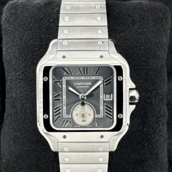 2024 Cartier Santos Dual Time 40.2mm WSSA0076 Stainless Steel Gray Dial