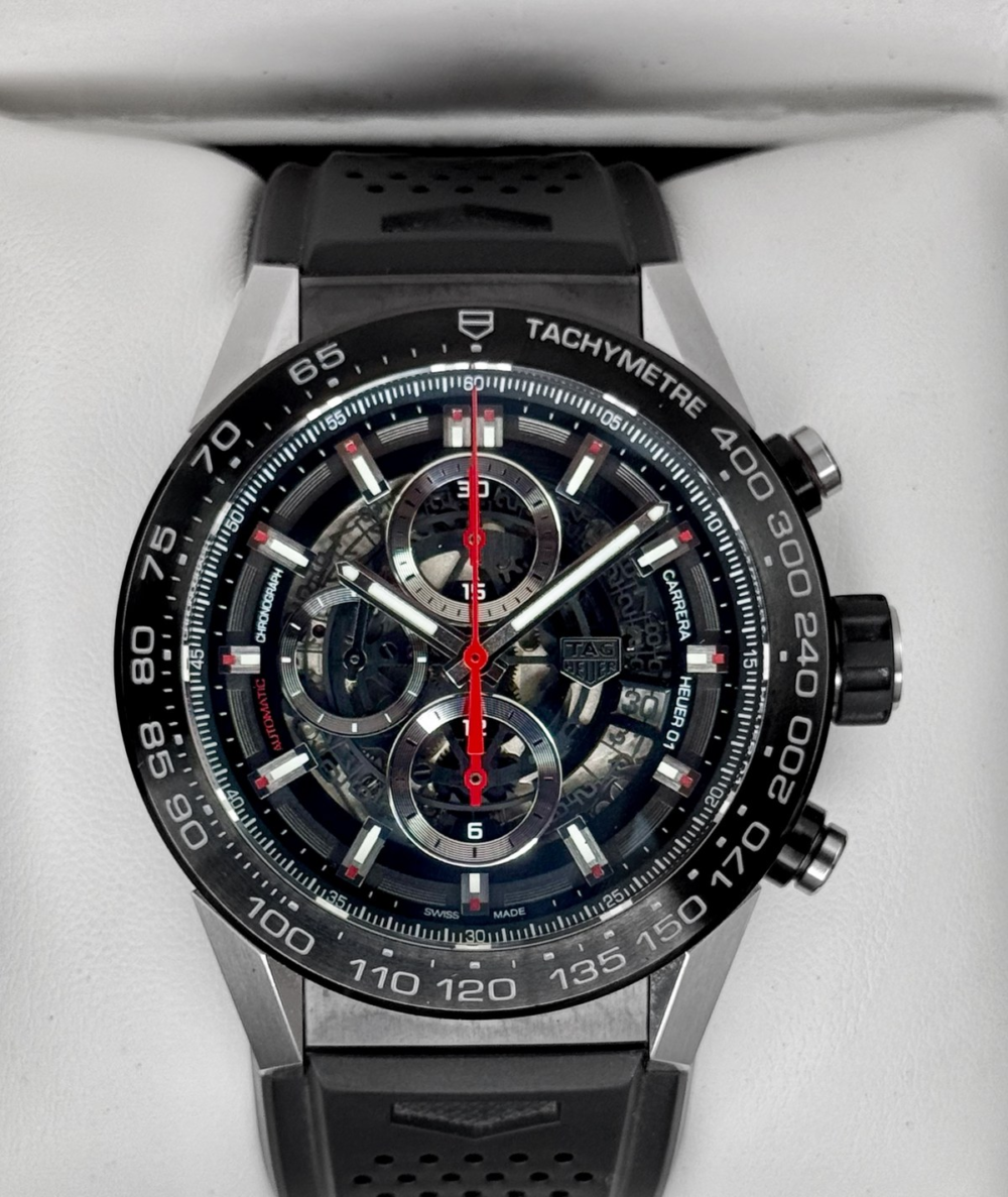 2016 TAG Heuer Calibre Heuer 01 Chronograph 45mm CAR2A1Z Skeletonized Dial