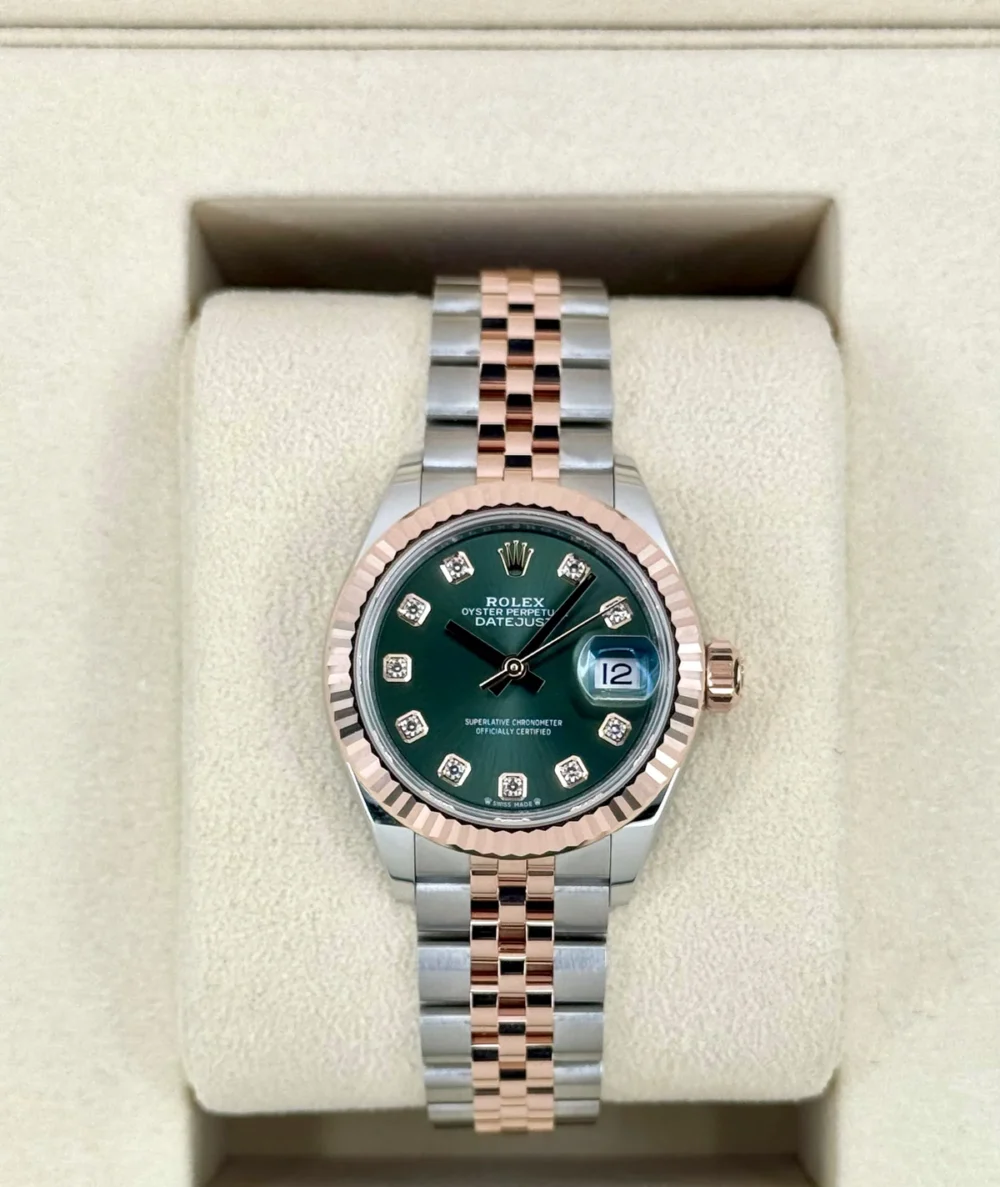NEW 2025 Rolex Ladies Datejust 28mm 279171 Two-Tone Green Diamond Dial