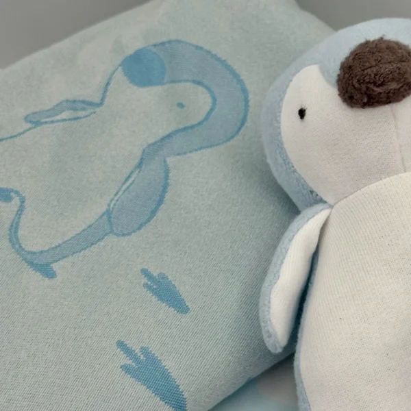 NEW Rolex Plush Penguin Toy and Blanket Set - Blue