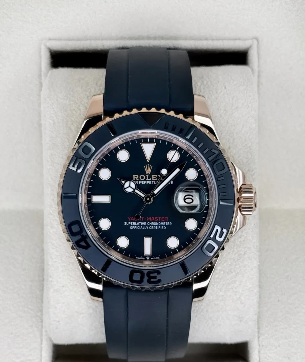 2023 Rolex Yacht-Master 40mm 126655 Rose Gold Oysterflex Black Dial