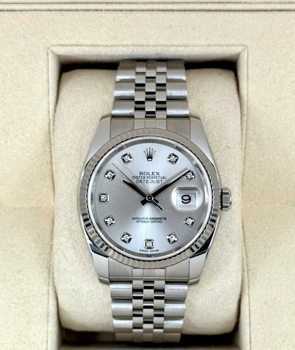 2017 Rolex Datejust 36mm 116234 Stainless Steel Jubilee Silver Diamond Dial
