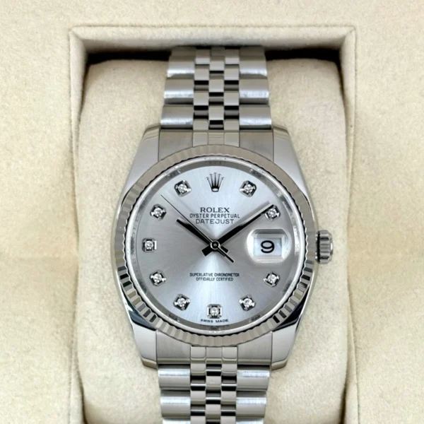 2017 Rolex Datejust 36mm 116234 Stainless Steel Jubilee Silver Diamond Dial