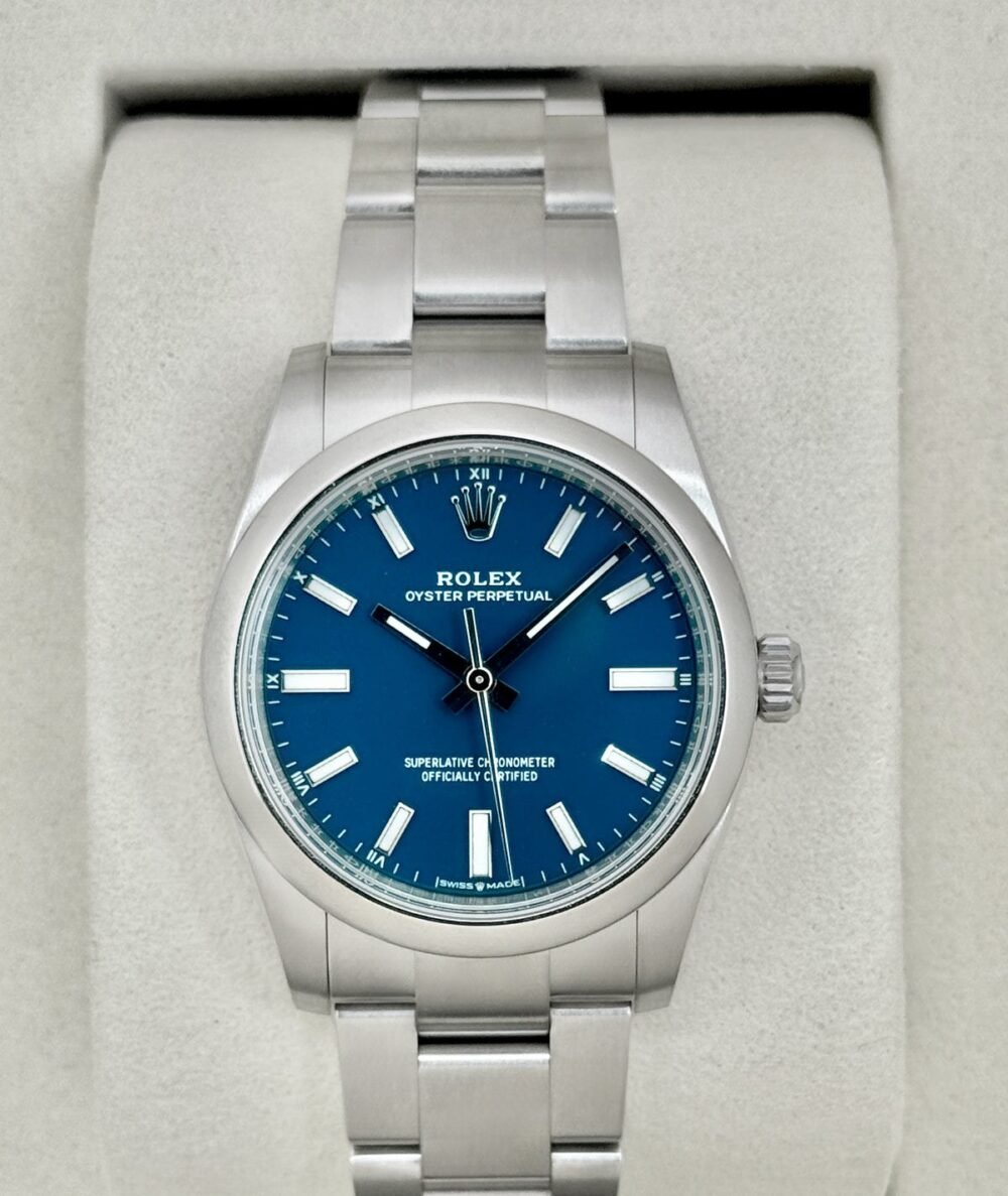 NEW 2026 Rolex Oyster Perpetual 34mm 124200 Stainless Steel Med Blue Dial