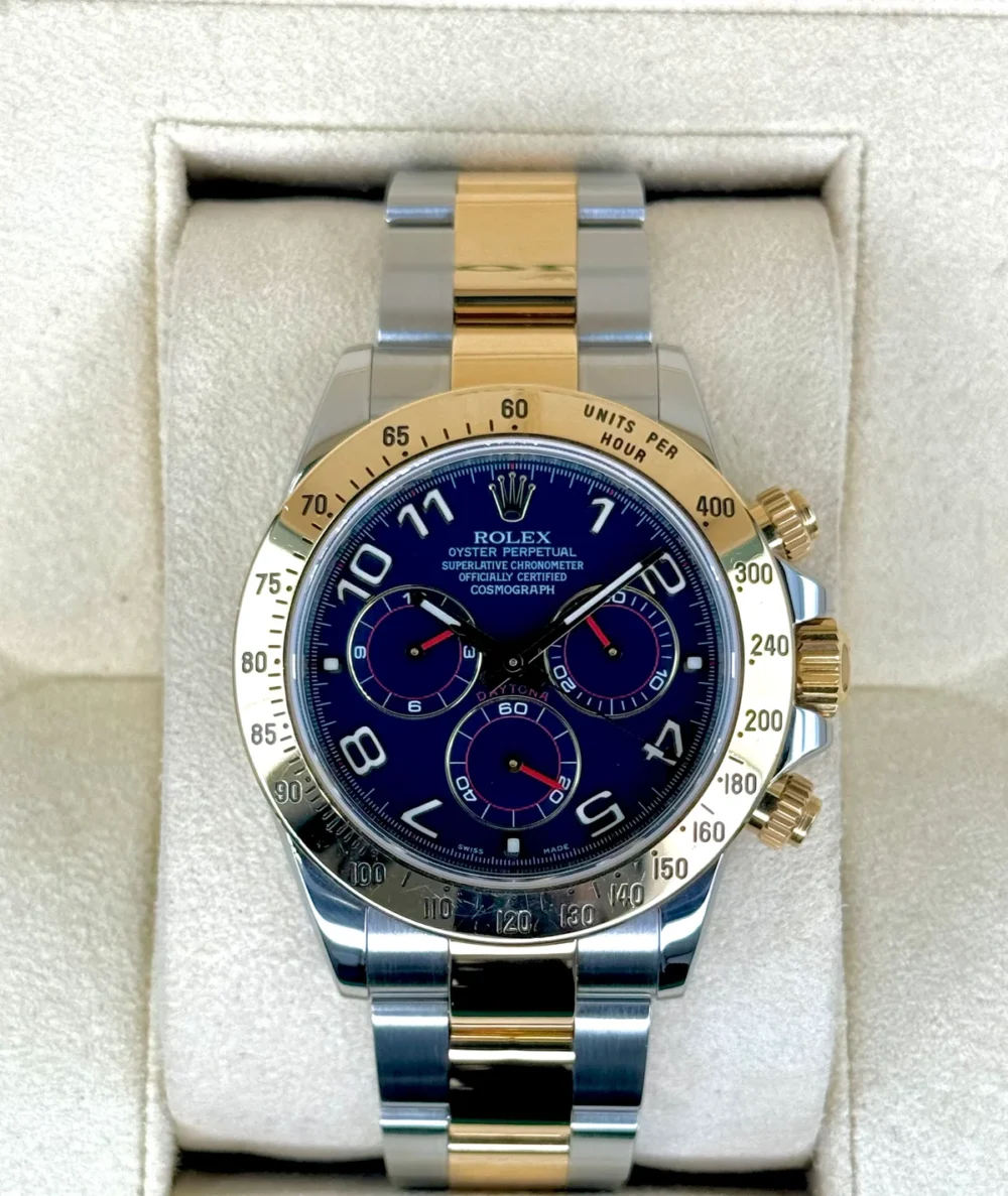 Rolex Daytona 40mm 116523 Two-Tone Blue Arabic Racing Dial