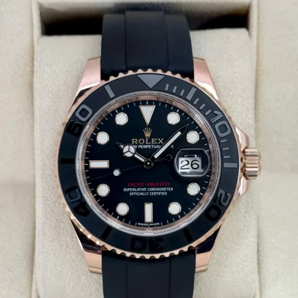 2016 Rolex Yacht-Master 40mm 116655 Rose Gold Oysterflex Black Dial