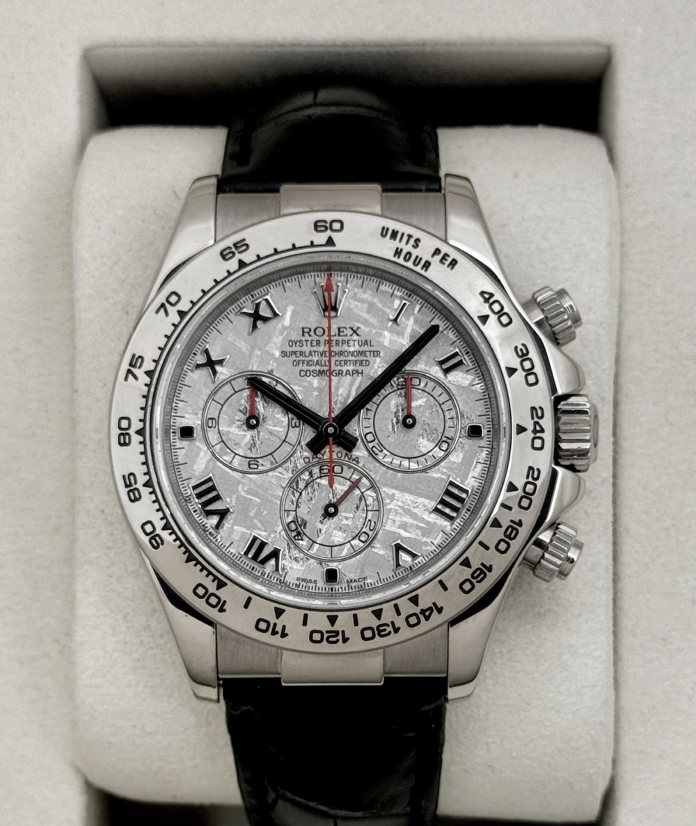 2002 Rolex Daytona 40mm 116519 White Gold Meteorite Dial