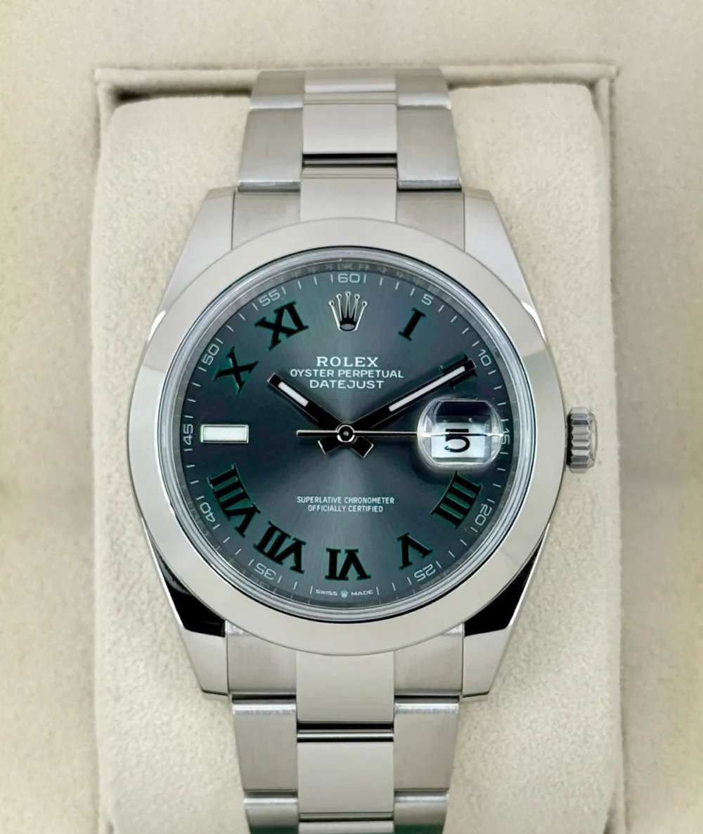 2021 Rolex Datejust 41mm 126300 Stainless Steel Oyster Wimbledon Dial