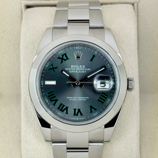2021 Rolex Datejust 41mm 126300 Stainless Steel Oyster Wimbledon Dial