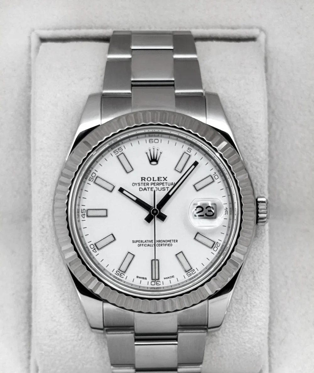 2016 Rolex Datejust II 41mm 116334 Stainless Steel Oyster White Dial