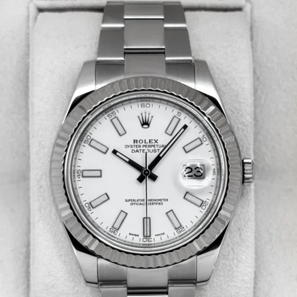 2016 Rolex Datejust II 41mm 116334 Stainless Steel Oyster White Dial
