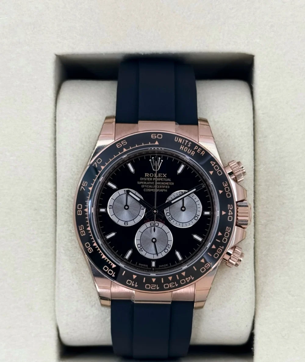 NEW 2025 Rolex Daytona 40mm 126515LN Rose Gold Oysterflex Black Dial (STICKERED)