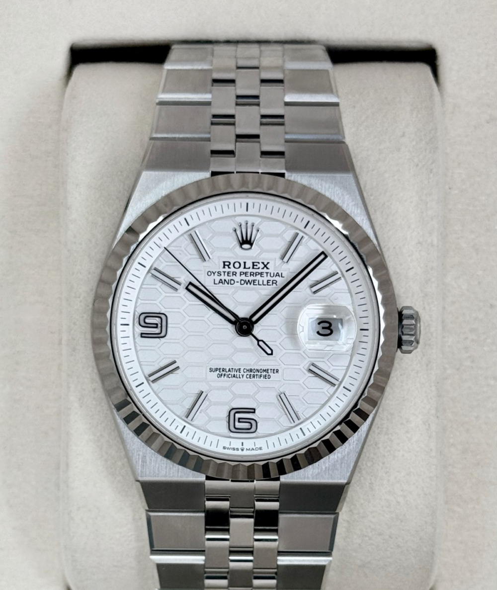 2025 Rolex Land-Dweller 40mm 127334 Stainless Steel Jubilee White Dial