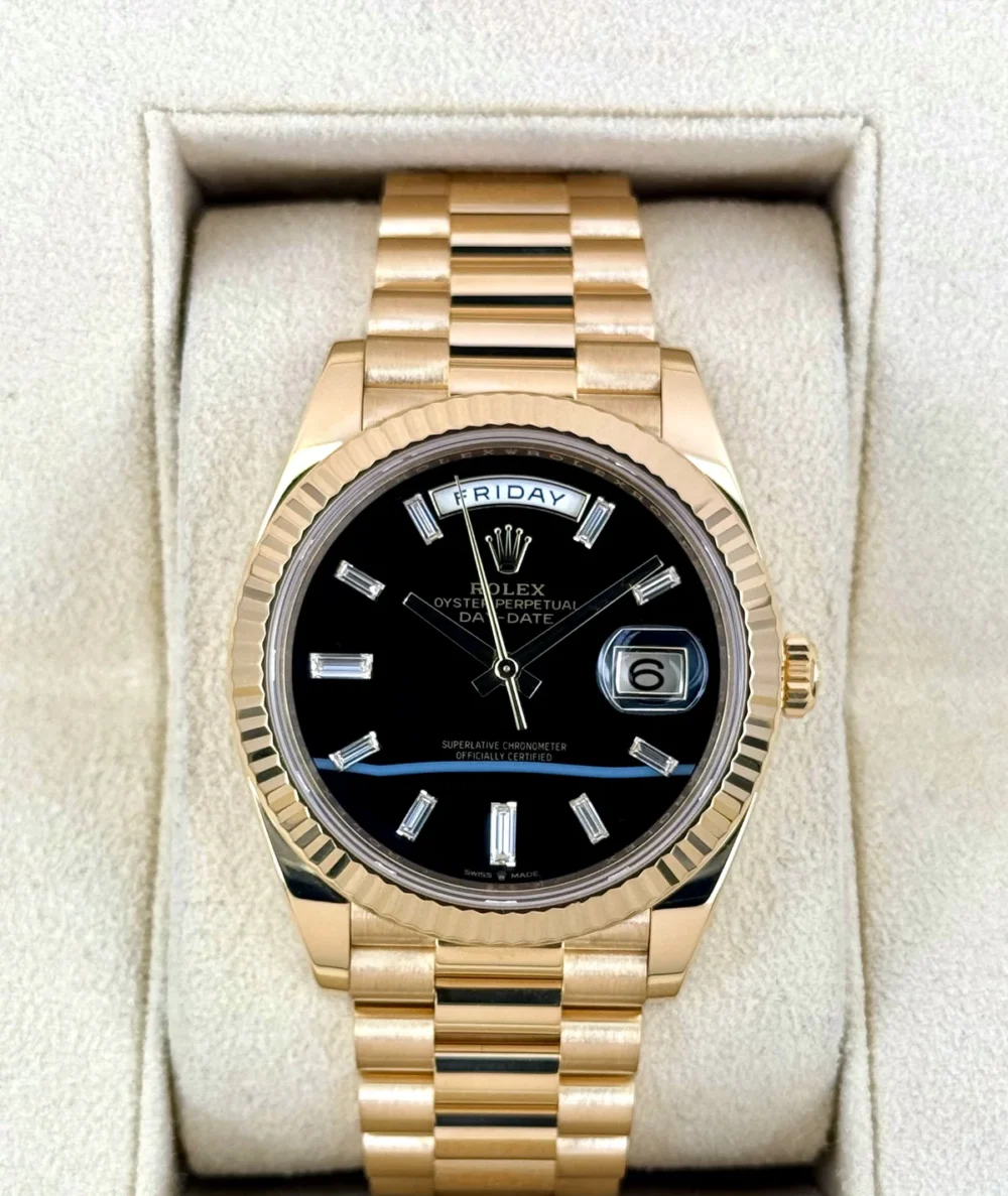 2024 Rolex Day-Date 40mm 228238 Yellow Gold Black Onyx Diamond Dial