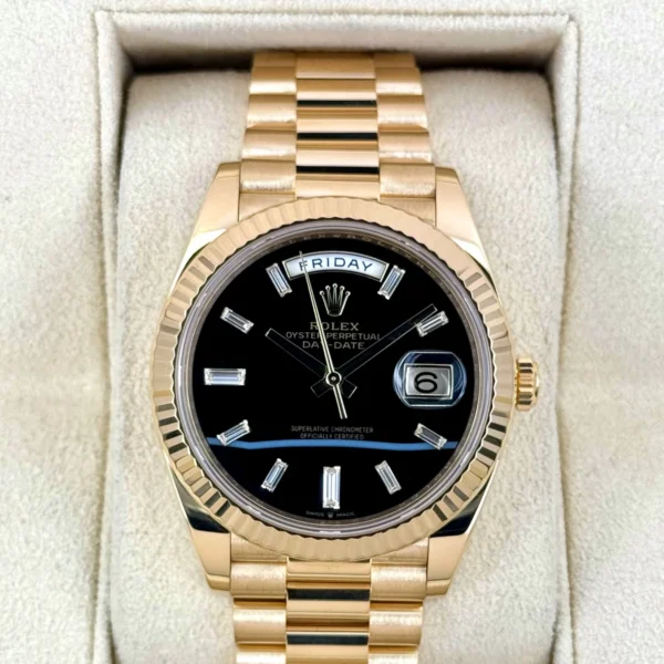 2024 Rolex Day-Date 40mm 228238 Yellow Gold Black Onyx Diamond Dial
