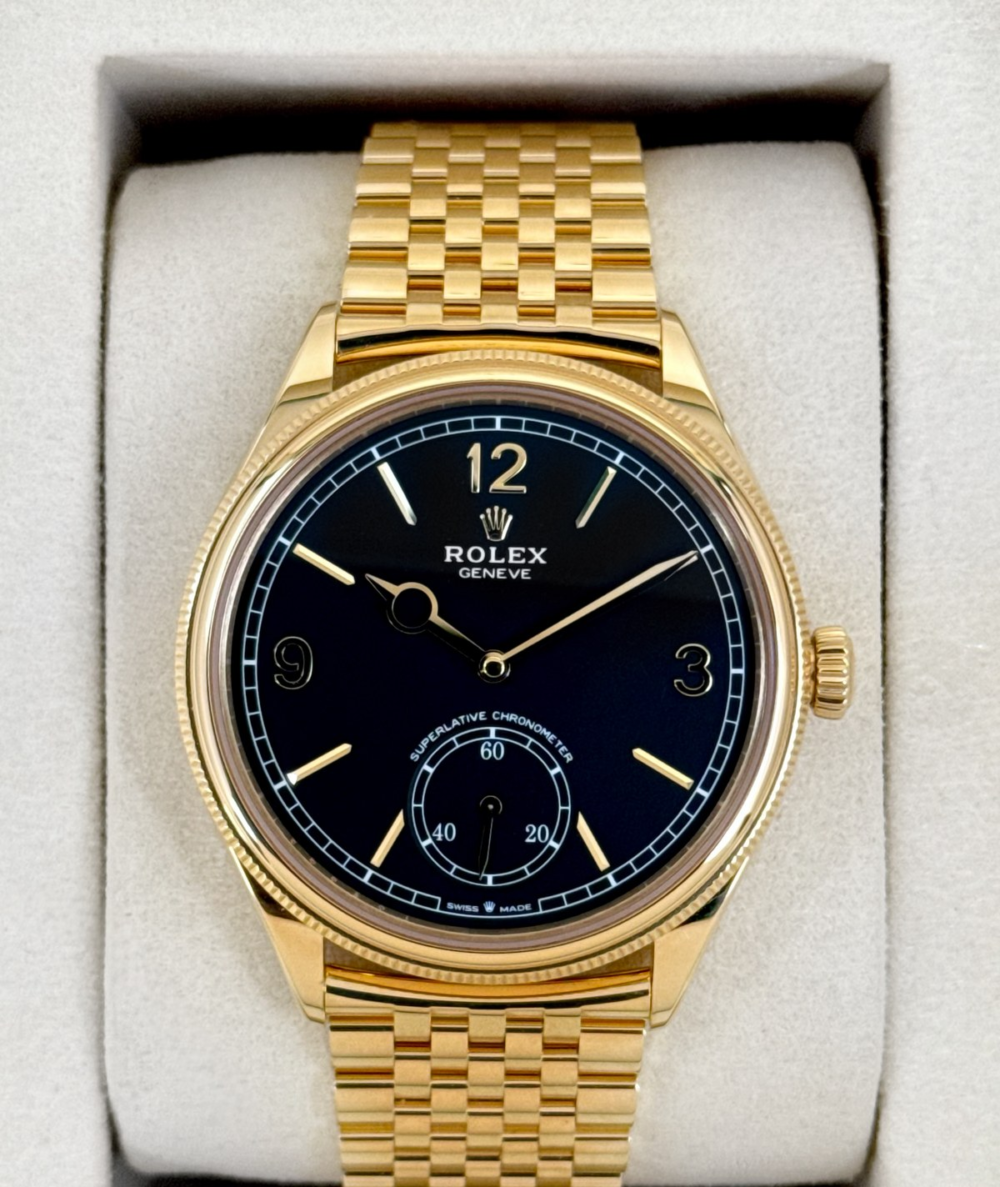 NEW 2026 Rolex 1908 39mm 52508 Yellow Gold Settimo Bracelet Black Dial