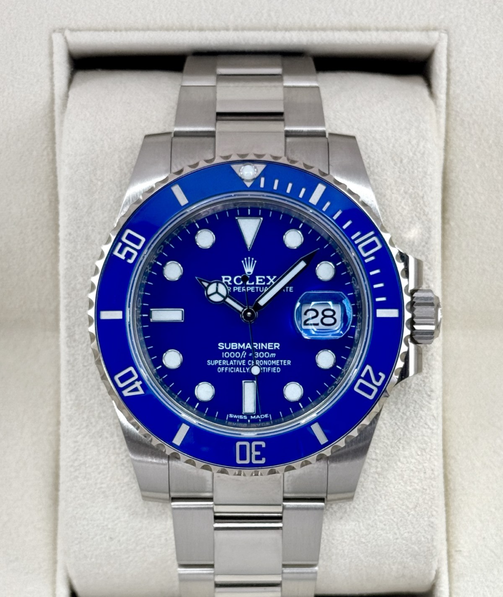 2020 Rolex Submariner "Smurf" 40mm 116619LB White Gold Blue Dial (NFC Card)